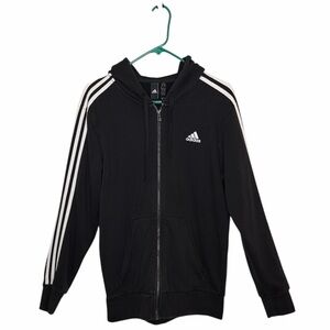 ADIDAS MENS BLACK LONG SLEEVE ZIP UP HOODIE JACKET SIZE MEDIUM